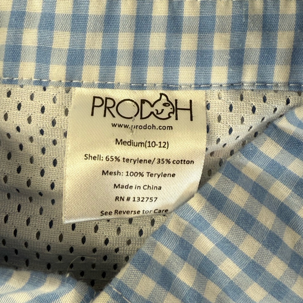 ProDoh Boys Light Blue White Gingham Button Down Fishing Shirt, size Med (10-12) - Picture 3 of 6